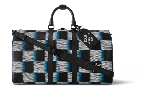 LOUIS VUITTON Keepall EPI Leather Cow Leather Trim One Shoulder Crossbody Handheld Travel Bag Men's Blue Moon