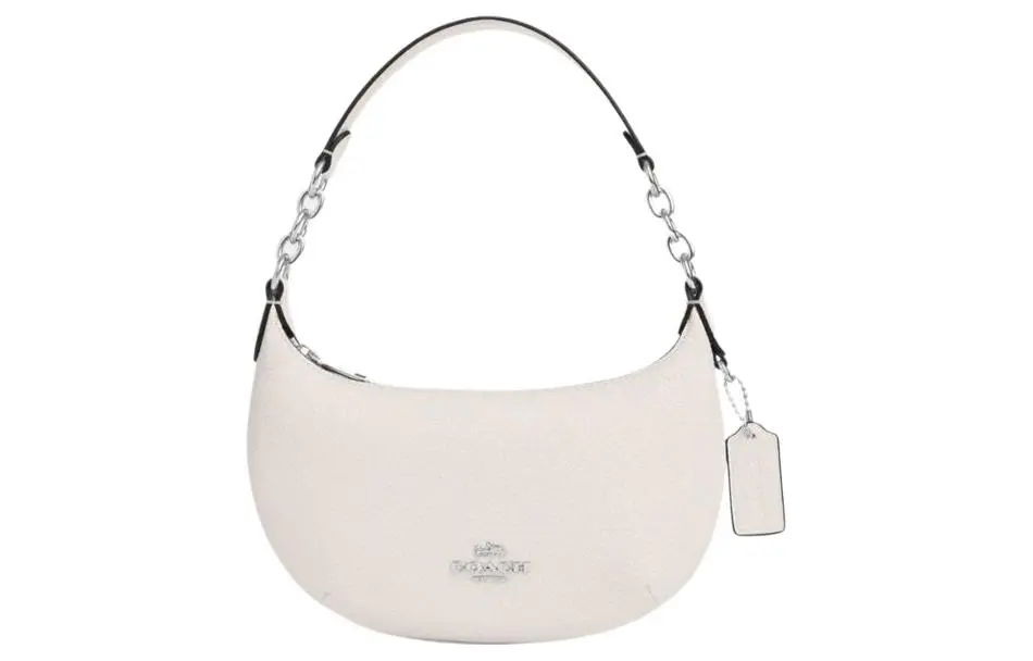COACH Payton Artificial Leather Crescent Bag, Shoulder Bag, Handbag Small Women's White