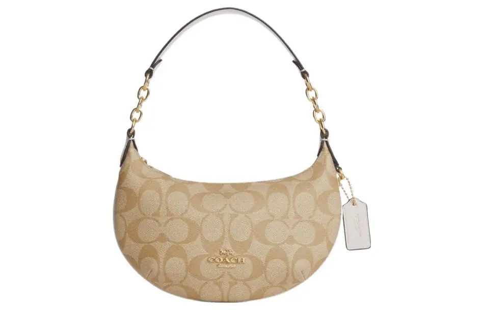 COACH Payton PVC With Skin Shoulder Bag Small Women's Light Khaki