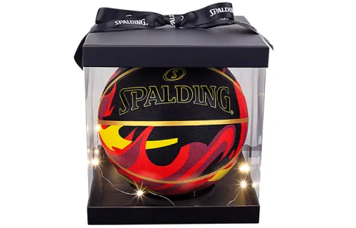 SPALDING Spalding Trendy Series Rubber Basketball Natural Elements Wear-Resistant High Bounce Black Red No. 7 Training Same Style for Men and Women
