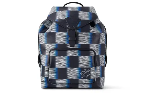 LOUIS VUITTON Montsouris Cow Leather Trim Backpack Regular Men's Blue Moon