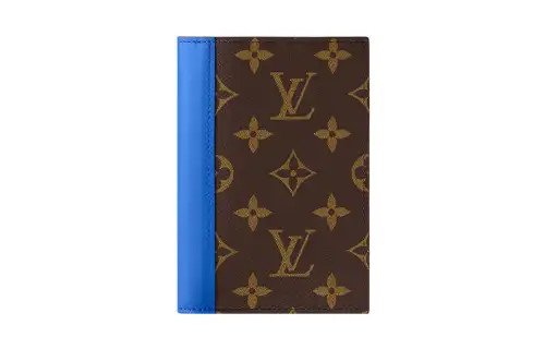 LOUIS VUITTON Colormania Coated Canvas With Cow Leather Passport Holder Men's Blue