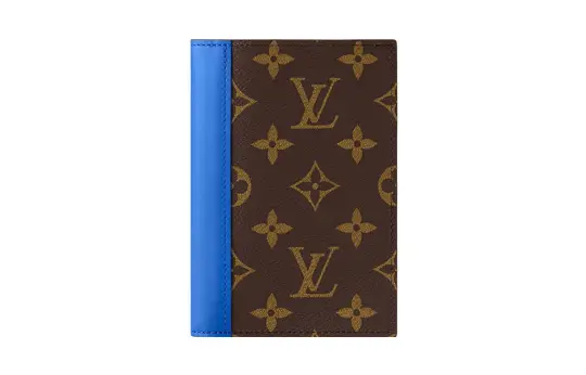 LOUIS VUITTON Colormania Coated Canvas With Cow Leather Passport Holder Men's Blue