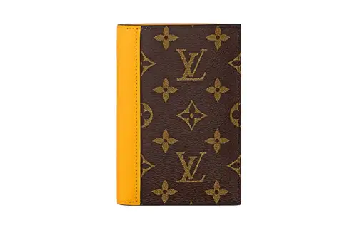 LOUIS VUITTON Coated Canvas With Cow Leather Passport Holder Men's Matte Yellow