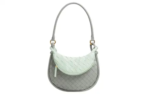 Bottega Veneta Soft Sheepskin Handbag, Shoulder Bag Small Women's Agate Gray With Glacier