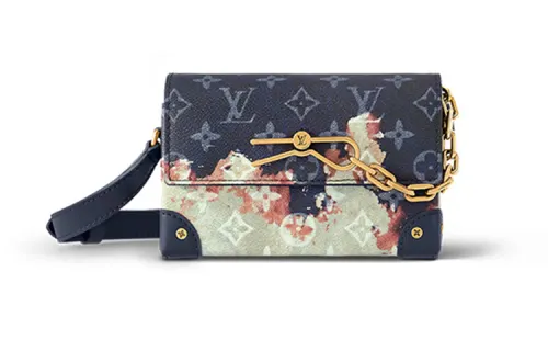 LOUIS VUITTON Steamer Monogram Coated Canvas Small Box Shoulder Bag, Crossbody Bag Regular Men's Ink Blue