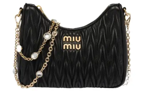 MIU MIU Leather Shoulder Bag Women's Black