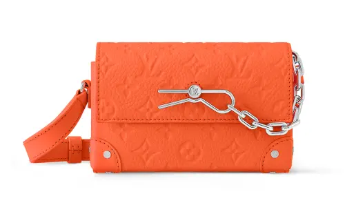 LOUIS VUITTON Steamer Leather Small Box Shoulder Bag, Crossbody Bag Mini Men's Orange