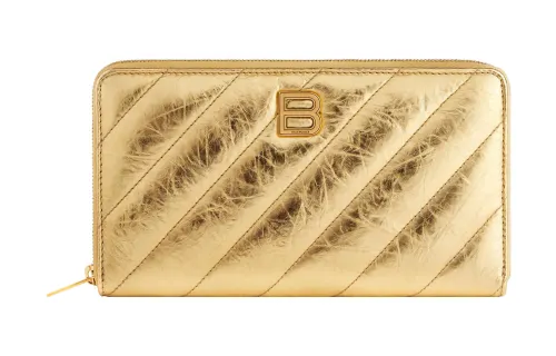 Balenciaga Crush Calfskin Wallet Regular Women's Gold