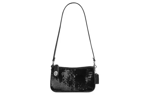 COACH Penn Cow Leather Shoulder Bag, Handbag, Shoulder Bag Small Women's Black