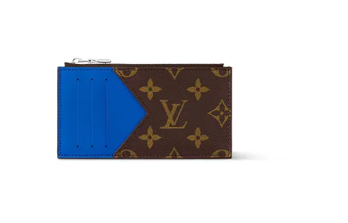 LOUIS VUITTON COIN Monogram Macassar Coated Canvas Card Holder Card Holder Regular Men's Brown & Blue