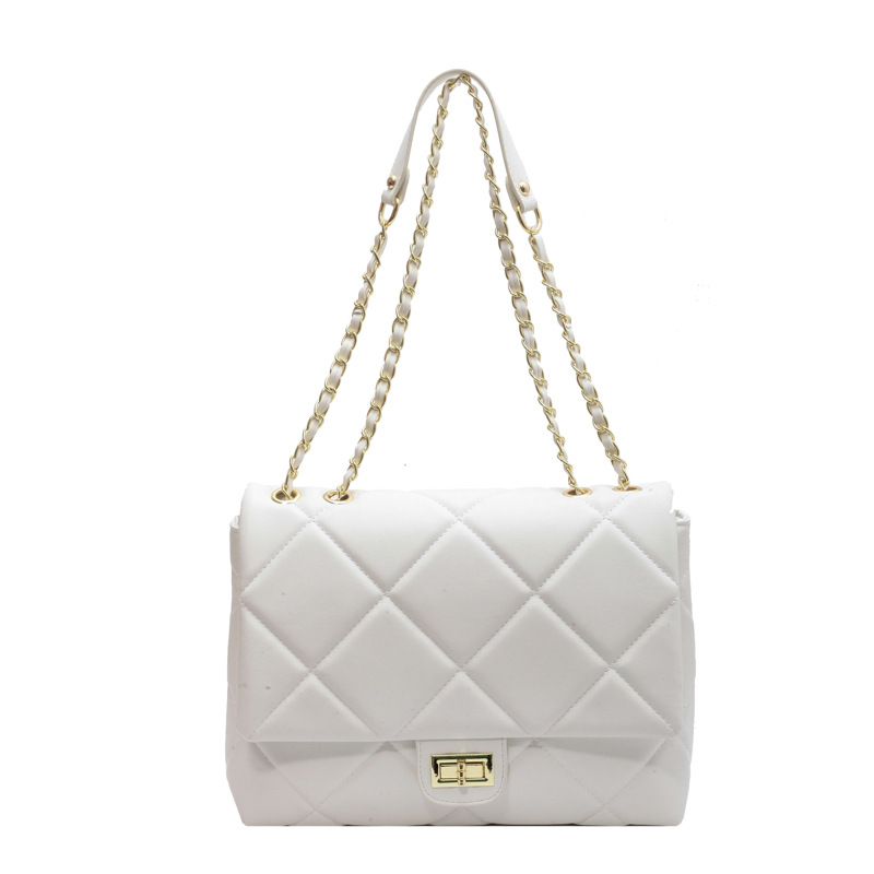 NOMK Pu Shoulder Bag, Chain Bag, Crossbody Bag, Shoulder Bag Medium Women's White/Beige/Black