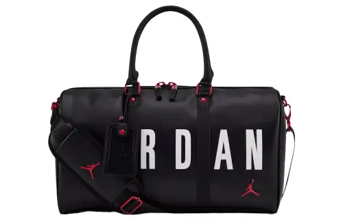 Jordan Synthetic Leather Luggage Bag, Handheld Bucket Bag, Fitness Handbag, Shoulder Bag Unisex Black & White