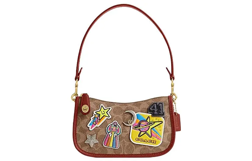 COACH Swinger PVC With Cow Leather Shoulder Bag, Handbag, Shoulder Bag Small Women's Brown
