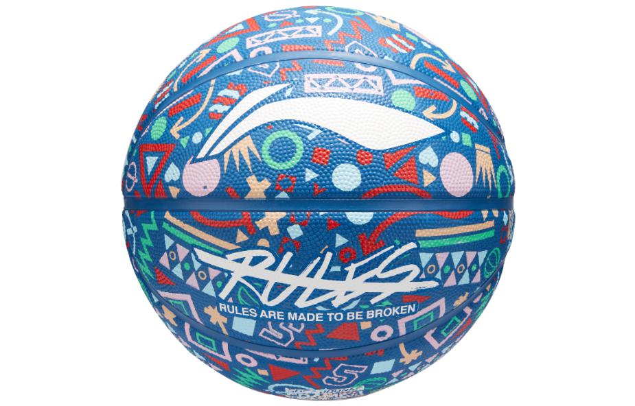 Li Ning China Mainland Version Rubber Basketball Blue Graffiti Size 7 Ball Training Kids’