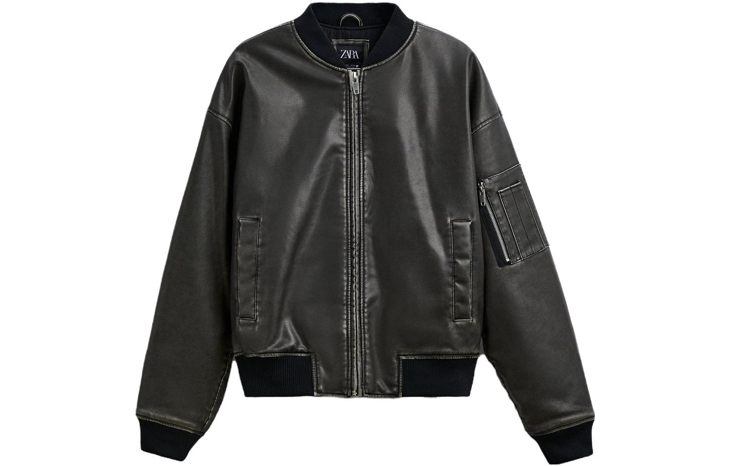 ZARA Однотонный бейсбольный воротник-пилот жакет мужской стиль Темно-серый телесный  цвет