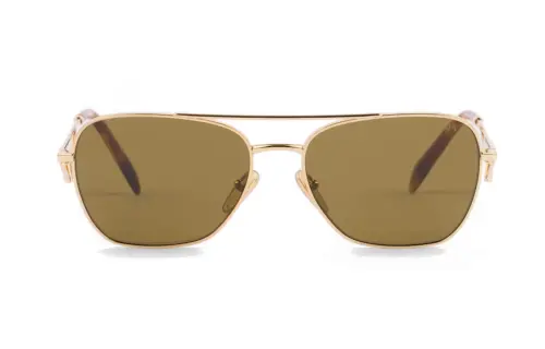 PRADA Metal Irregular Shape Sunglasses Women's Gold