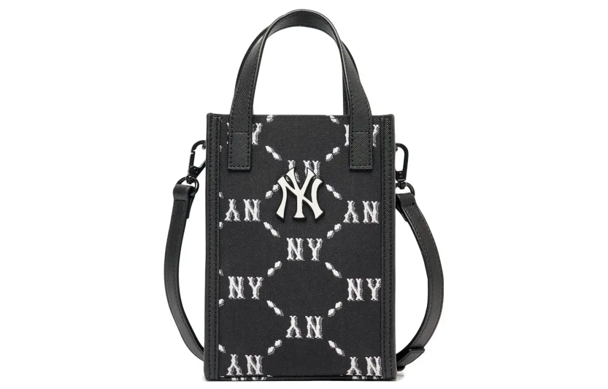 MLB Monogram Polyester Portable One Shoulder Crossbody Cell Phone Pouch Small Women's Black