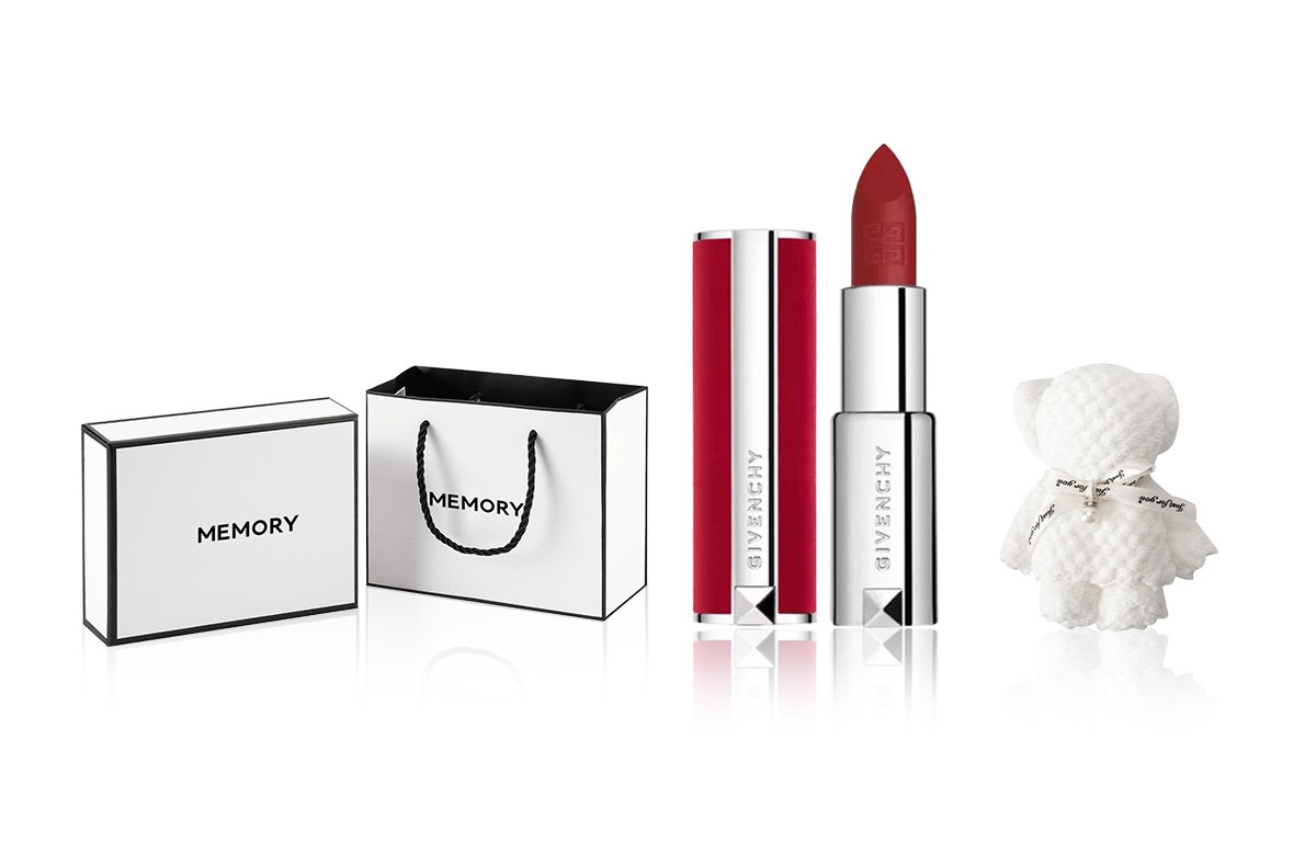 GIVENCHY Red Velvet/Fan Velvet/Lambskin Lipstick Series Formal Gift Towel Bear Makeup Set Natural No-Makeup Complexion