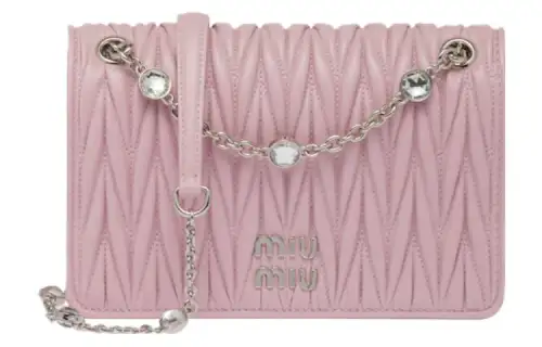 MIU MIU Matelassé Soft Sheep Leather Crossbody Bag, Shoulder Bag Mini Women's Snow Pink