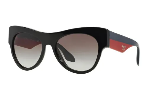 PRADA Acetate Irregular Shape Sunglasses Unisex Black