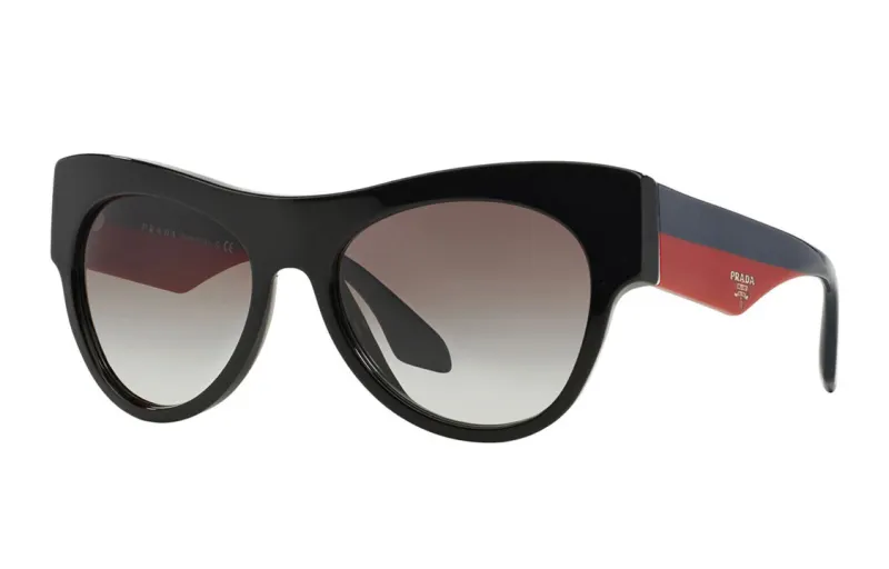 PRADA Acetate Irregular Shape Sunglasses Unisex Black