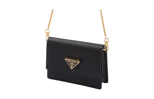 PRADA Leather Card Holder Regular Women's Black