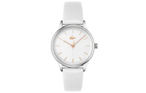LACOSTE Wrist Watches Quartz Movement Leather Strap 34mm White Dial Women's Watch 30m Water Resistant