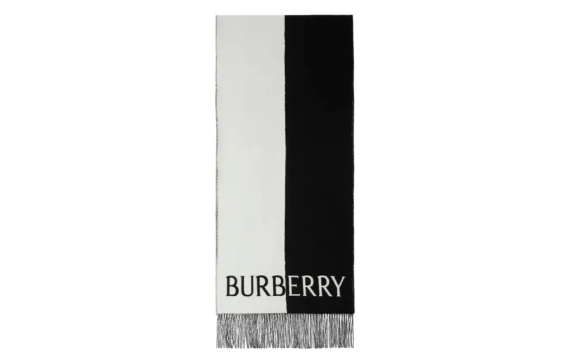Burberry Wool Cashmere Knit Scarves Men's Black
