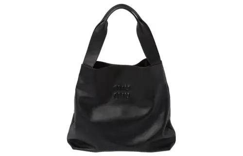 MIU MIU Leather Tote Bag, Shopping Bag, Hobo Bag, Shoulder Bag, Handbag Women's Black