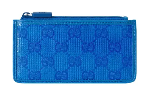 GUCCI Crystal Canvas Card Holder Men's Blue