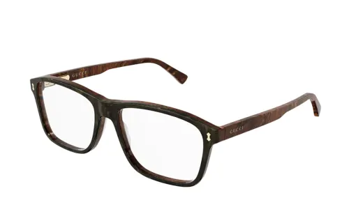 GUCCI Square Eyeglass Frames Men's Brown