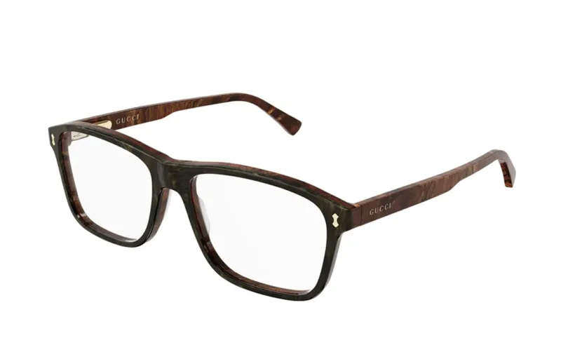 GUCCI Square Eyeglass Frames Men's Brown