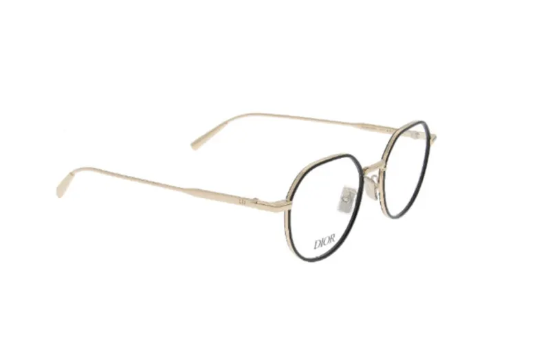 DIOR Metal Irregular Shape Eyeglass Frames Men's Gold