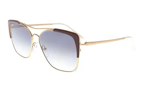 PRADA Plastic Metal Irregular Shape Sunglasses Unisex Rose Gold