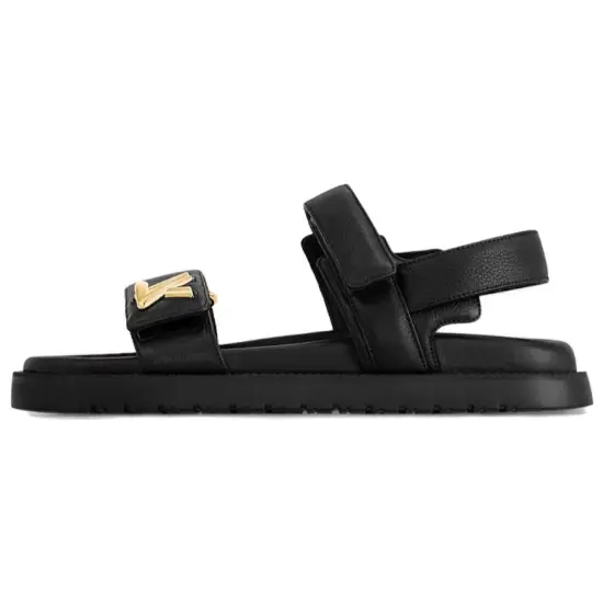 LOUIS VUITTON Sunset Painted Series Beach Sandals Women's Black