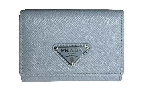 PRADA Saffiano Leather Wallet Regular Women's Light Blue