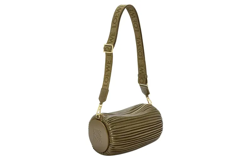 LOEWE Nappa Sheepskin Cylinder Bag, Handbag, Shoulder Bag, Crossbody Bag Large Women's Dark Khaki Green