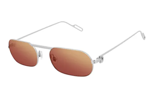 CARTIER Metal Irregular Shape Sunglasses Unisex Silver