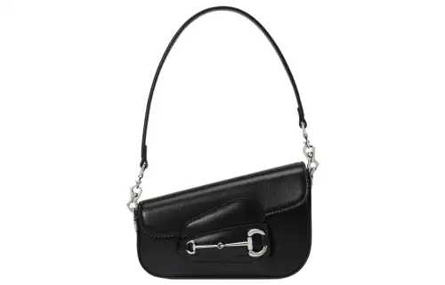 GUCCI Horsebit 1955 Recycled Resource Plant Material Handbag, Shoulder Bag Women's Black