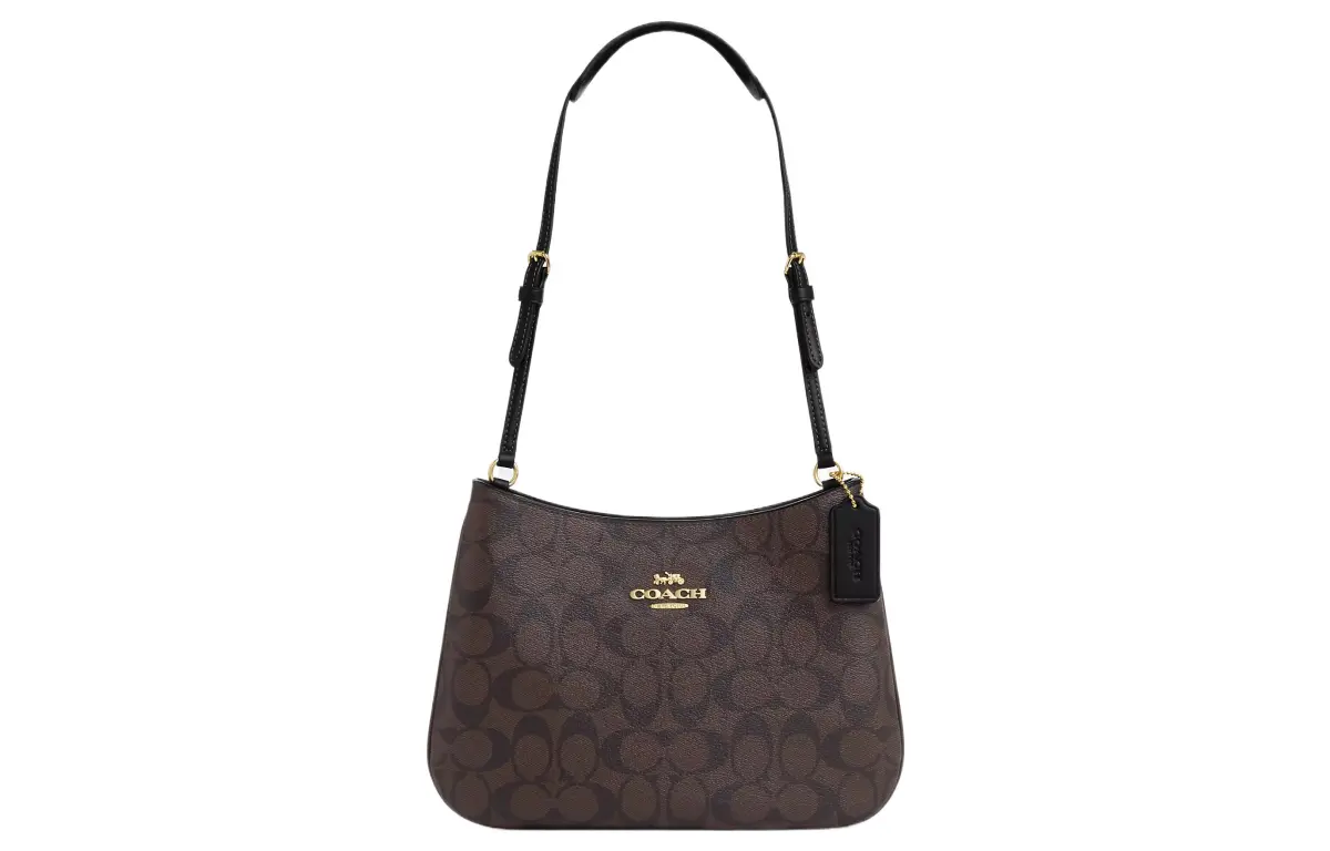 COACH Penelope Coated Canvas With Smooth Leather Handbag, Shoulder Bag Large Women's Coffee