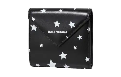 Balenciaga Papier Leather Wallet Mini Women's Black