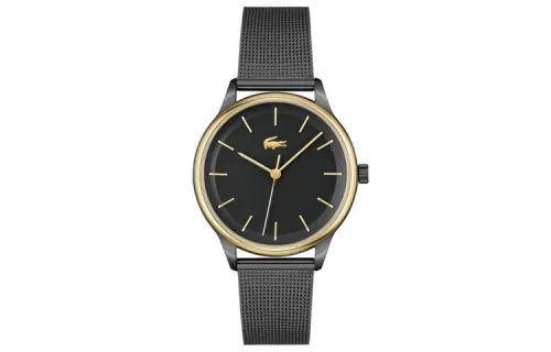 LACOSTE Wrist Watches Quartz Movement Stainless Steel Strap 34mm Black Dial Women's Watch 30m Water Resistant