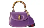 GUCCI Bamboo 1947 Leather Bamboo Bag Handbag, Shoulder Bag Mini Women's Purple