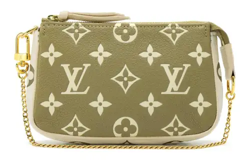 LOUIS VUITTON Mini Pochette Accessoires Khaki Green/Beige/Cream
