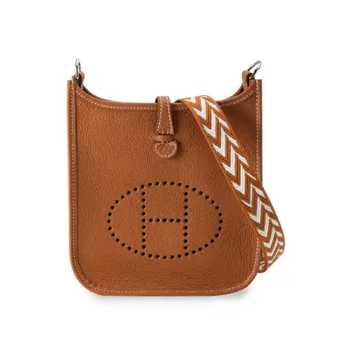HERMES Evelyne Clemence Bullock Leather Crossbody Bag, Shoulder Bag 16 Women's Gold Brown