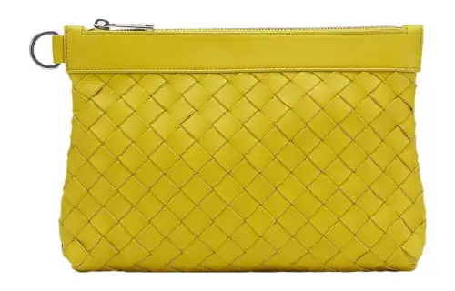 Bottega Veneta Intrecciato Leather Storage Bag Clutch Small Men's Yellow Fragrant Plum