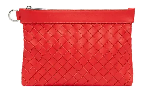 Bottega Veneta Cow Leather Storage Bag Clutch Small Men's Tomato