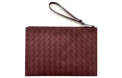 Bottega Veneta Calfskin Clutch Large Men's Bordeaux Red