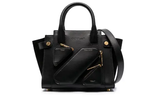 OFF WHITE Calfskin Shoulder Bag, Crossbody Bag, Handbag Small Women's Black